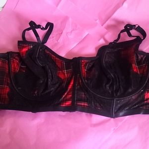 TORRID CURVE COLLECTION: UNLINED LONGLINE STRAPPY BRALETTE: RED PLAID: NWT: SZ 6